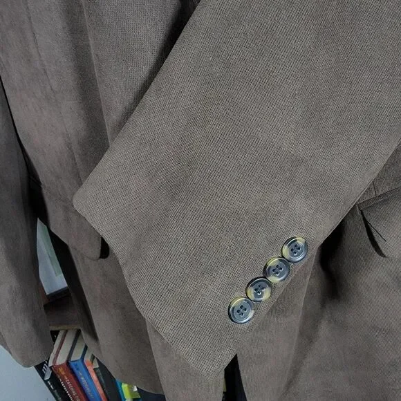 Andrew Fezza BAXTER Men's Suede Sport Coat Blazer Two Button Brown Polyester 52R